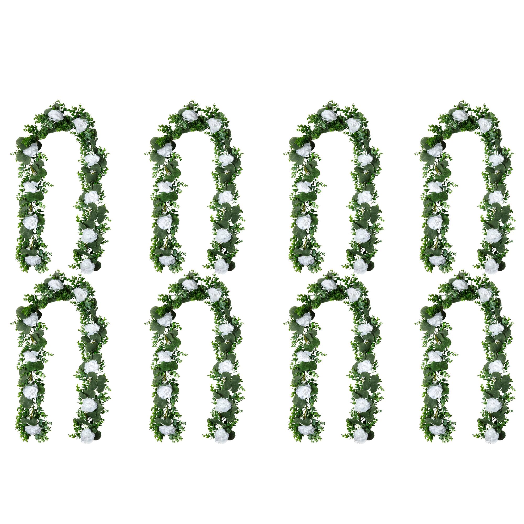 8 Pack: 6ft. White Rose Foliage Garland by Ashland®